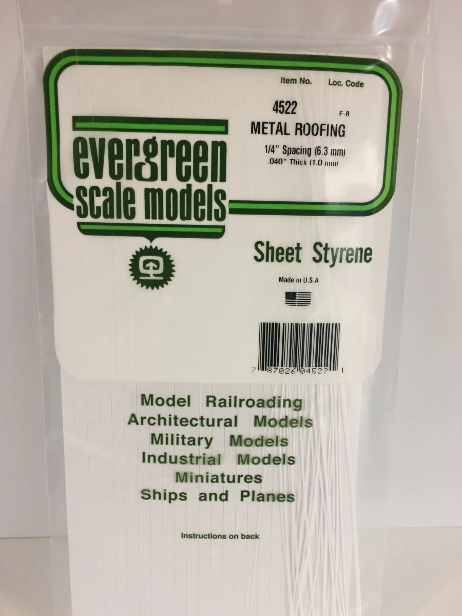 Evergreen Scale Models 4522 - Standing Seam Roofing, 1/4" Spacing (1)