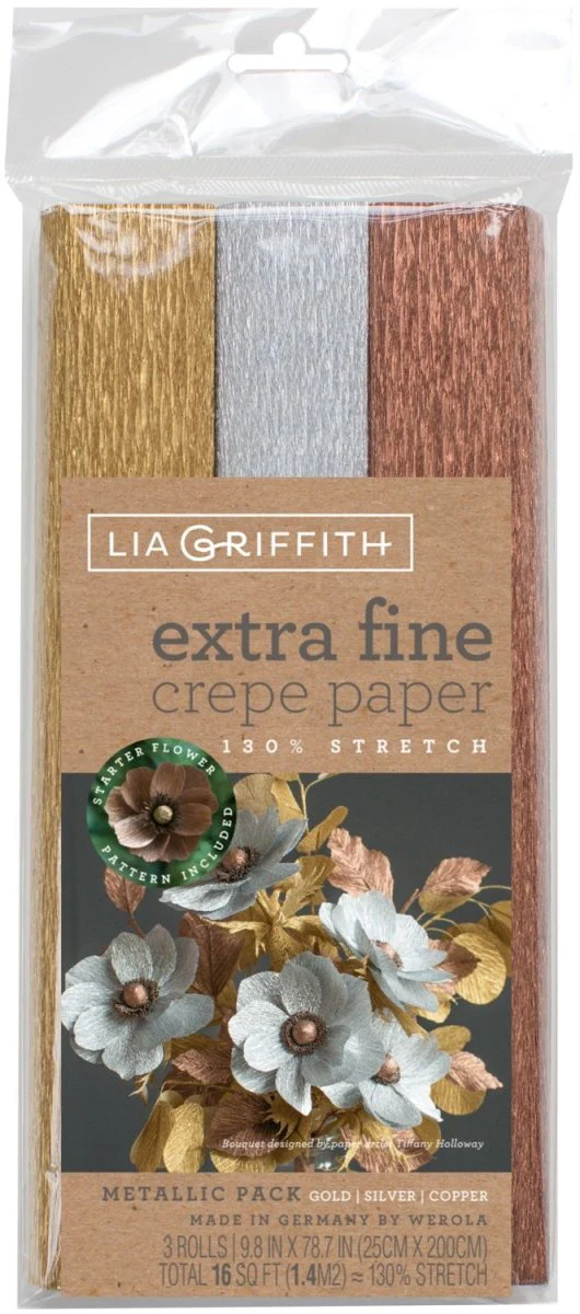 Lia Griffith Extra Fine Crepe Paper - 3 Pack - Metallic