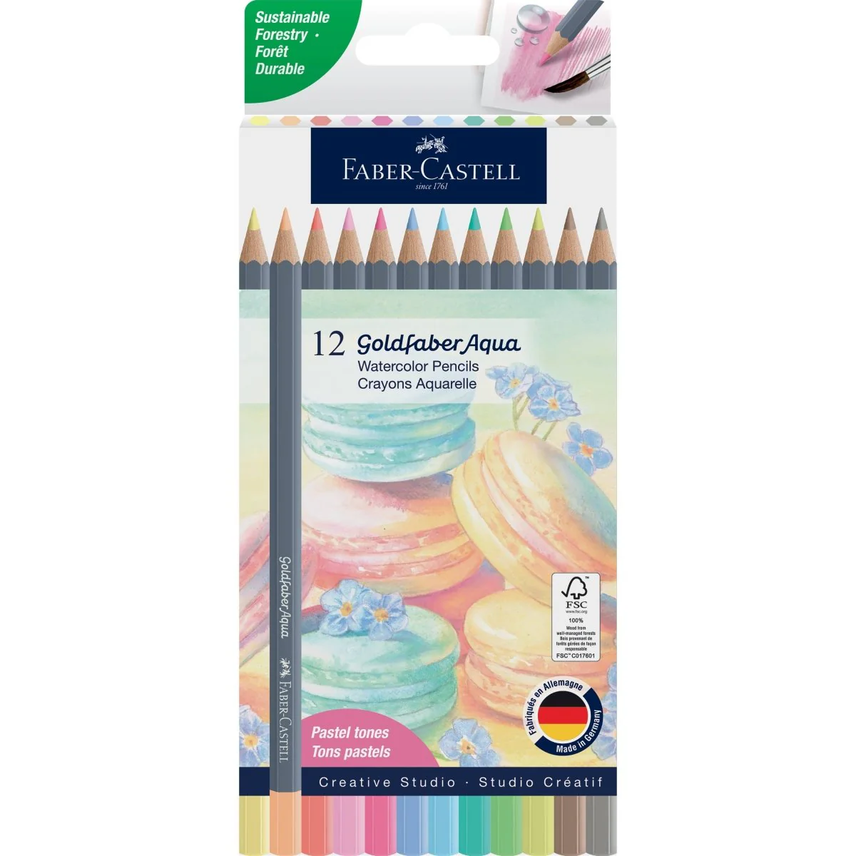 Faber-Castell / Creativity for Kids - Goldfaber Aqua Watercolor Pencils, Box of 12 Pastel Colors