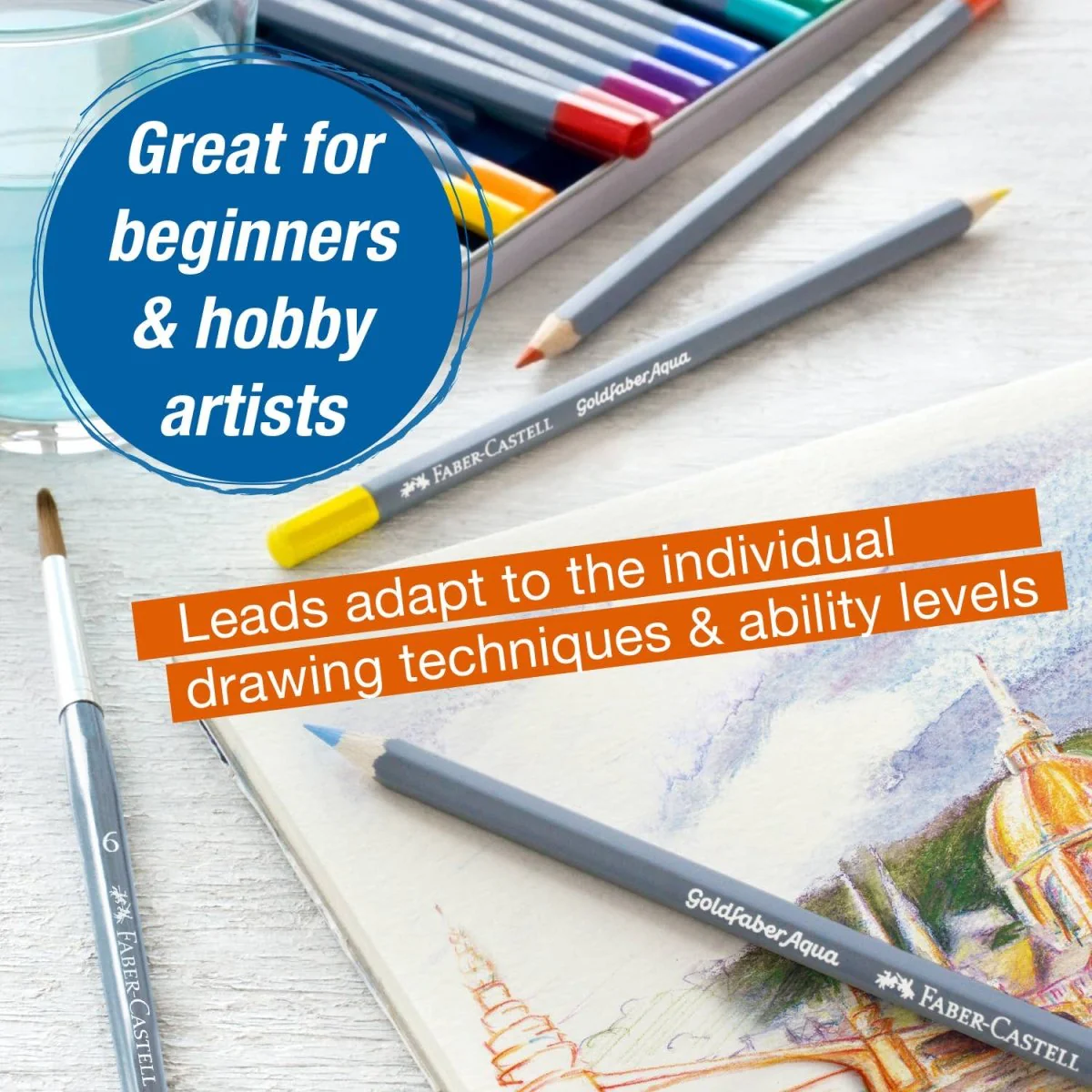 Faber-Castell / Creativity for Kids - Goldfaber Aqua Watercolor Pencils, Box of 12 Pastel Colors - Image 2