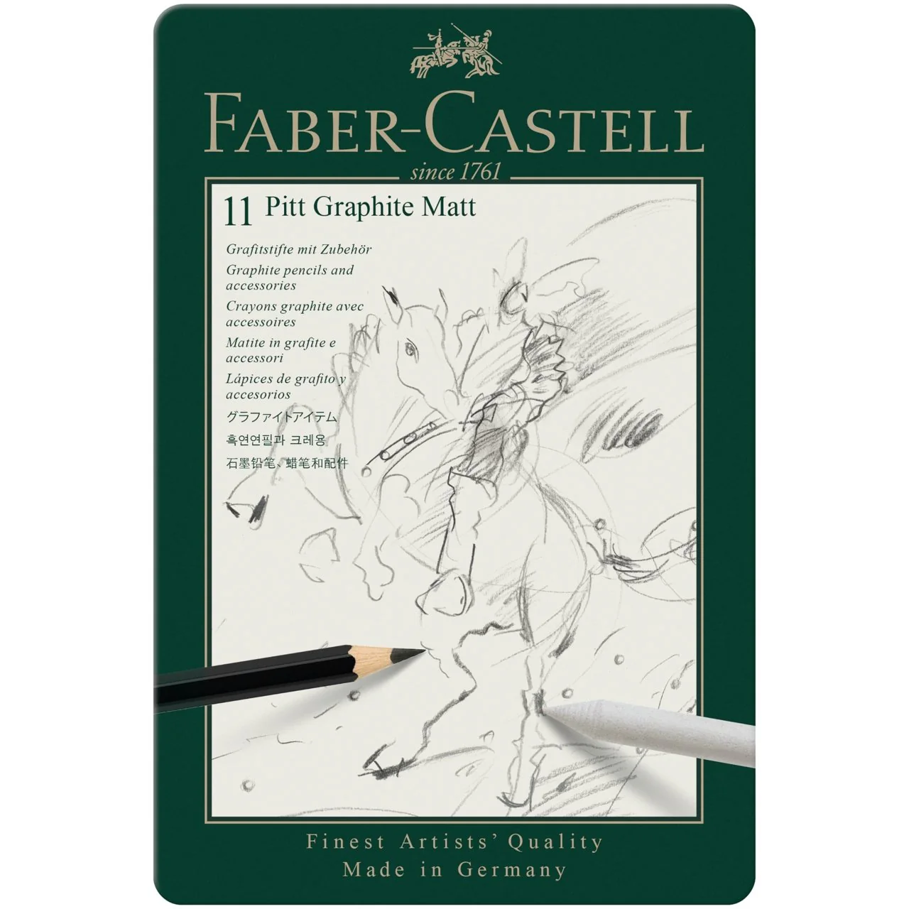 Faber-Castell Pitt Matte Graphite Pencil Set - 11 Piece Tin Set