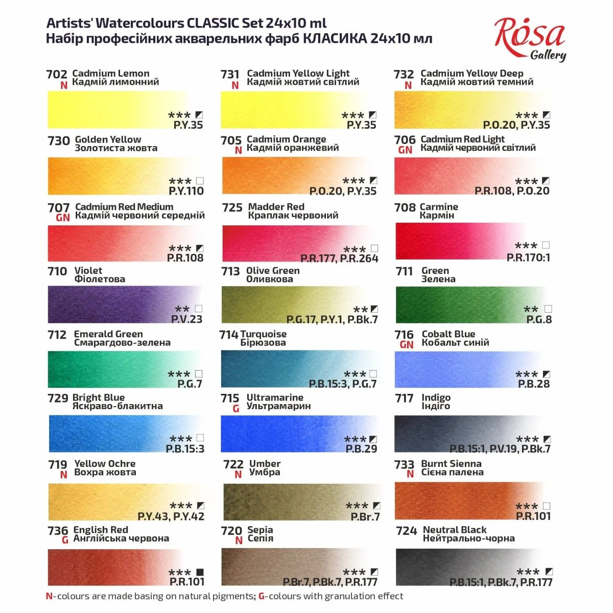 ROSA Gallery Artists' Watercolor Set Classic - 24x10 ml Tubes | Premium Watercolours in Cardboard Box - Image 7