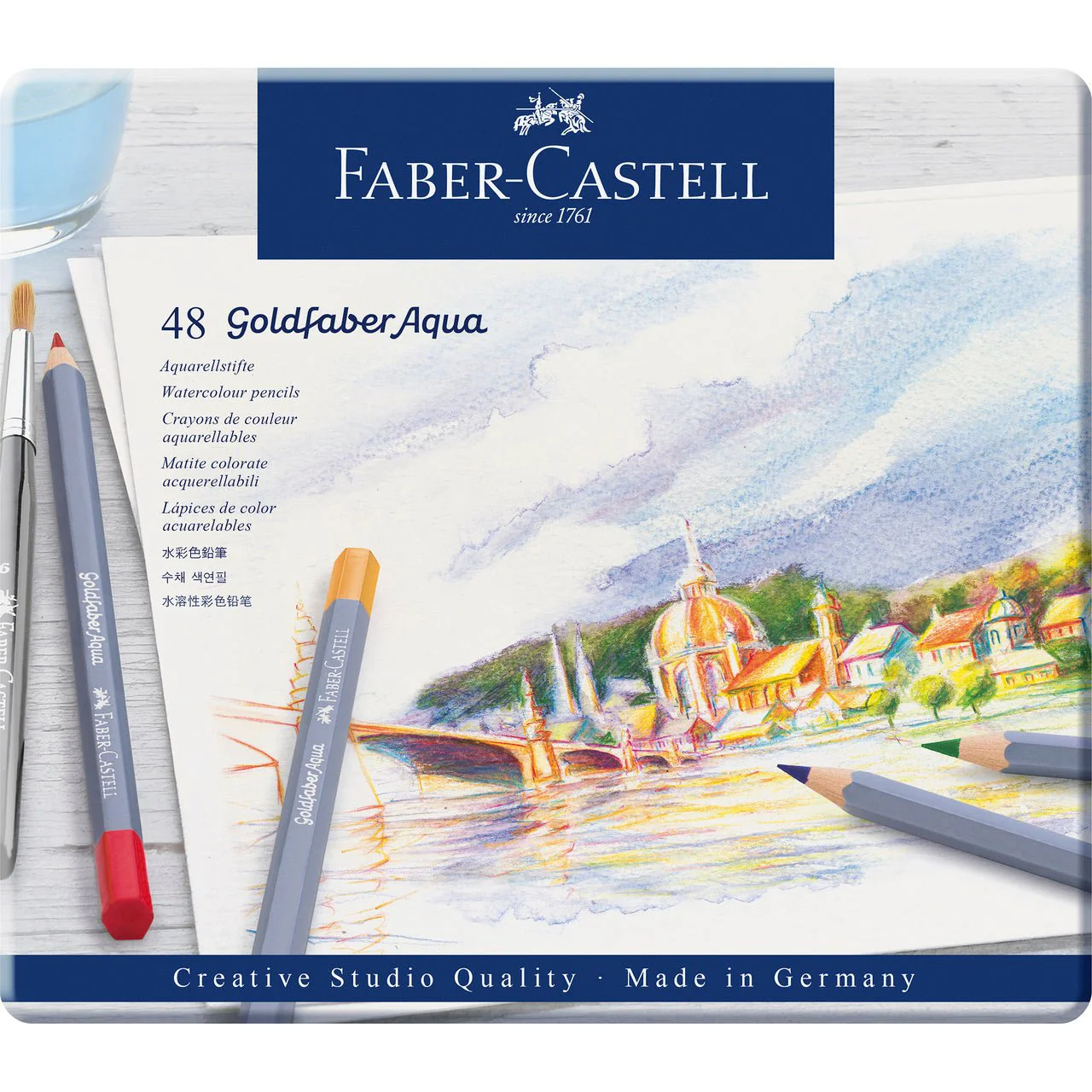 Faber-Castell Goldfaber Aqua Pencil 48 Color Set in Metal Tin