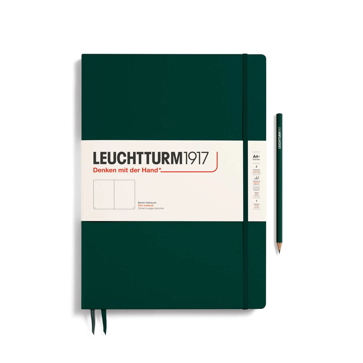 Leuchtturm1917 Hardcover Notebook - Forest Green - Master Slim 8.75 x 12.5 inch (A4+) - 123 pages - plain