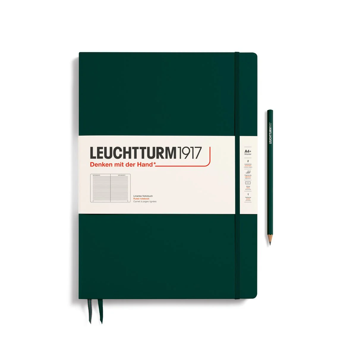 Leuchtturm1917 Hardcover Notebook - Forest Greem - Master Slim 8.75 x 12.5 inch (A4+) - 123 pages - ruled