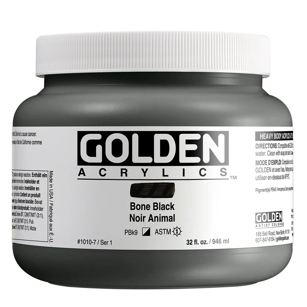 Golden Heavy Body Acrylic Bone Black 32 oz