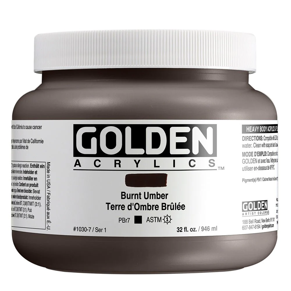Golden Heavy Body Acrylic Burnt Umber 32 oz