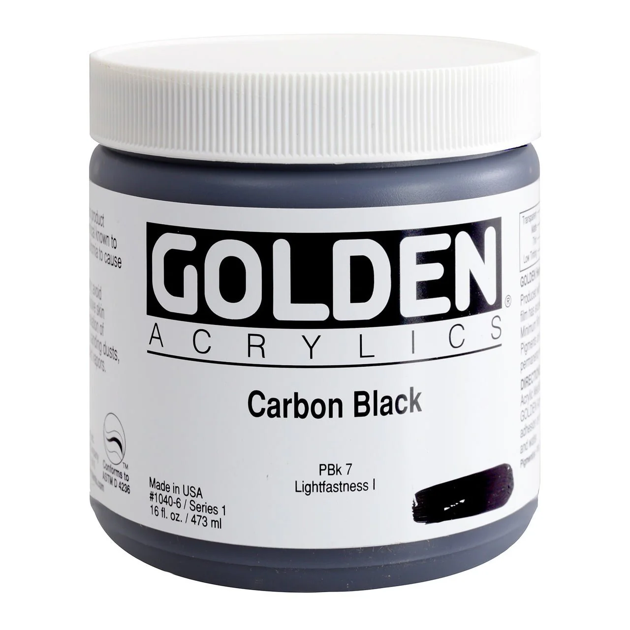 Golden Heavy Body Acrylic Carbon Black 16 oz