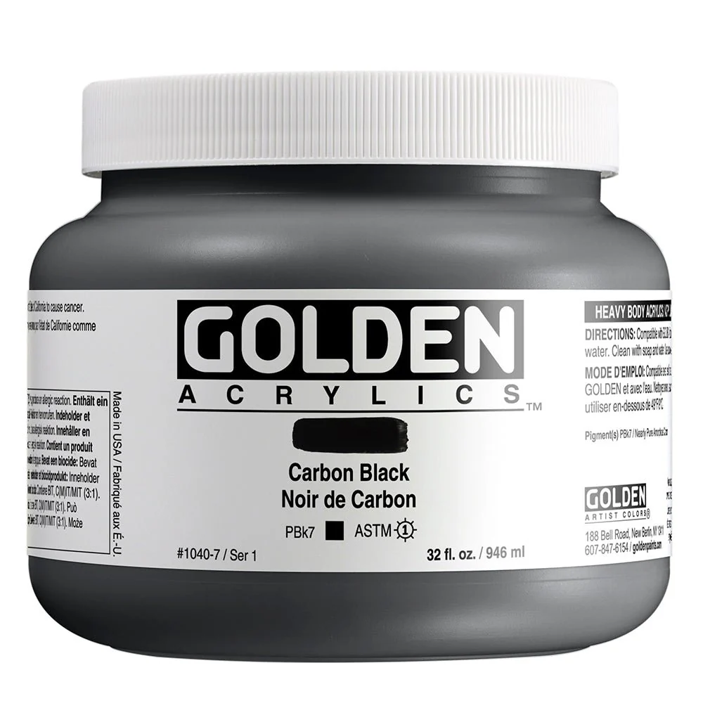 Golden Heavy Body Acrylic Carbon Black 32 oz