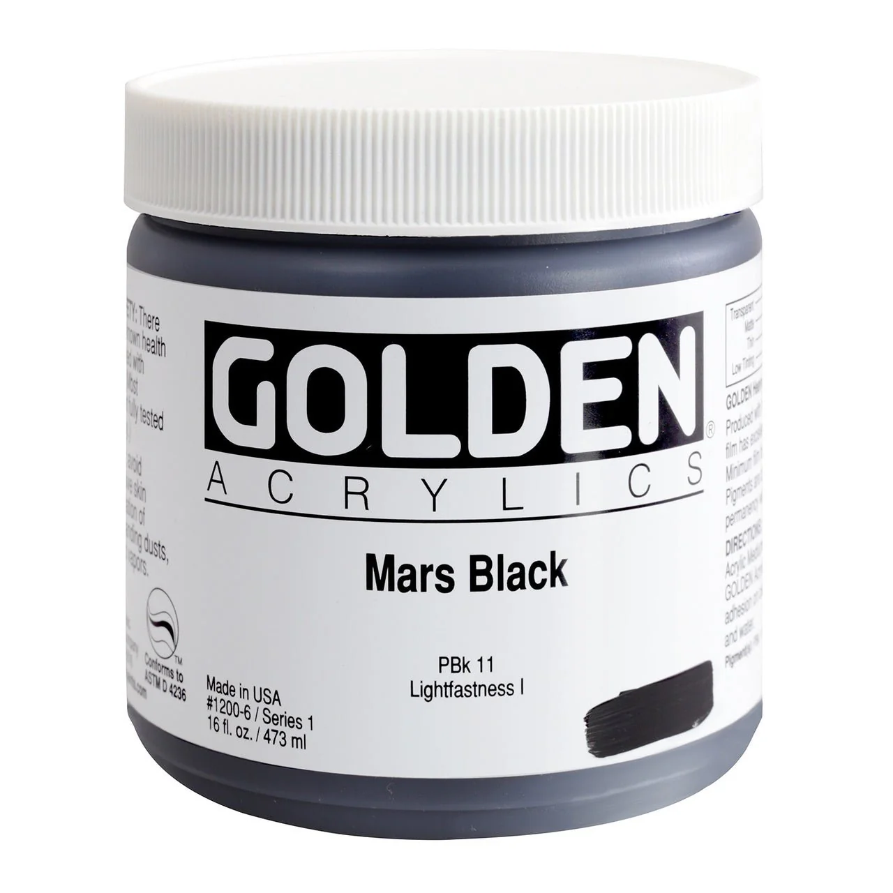 Golden Heavy Body Acrylic Mars Black 16 oz