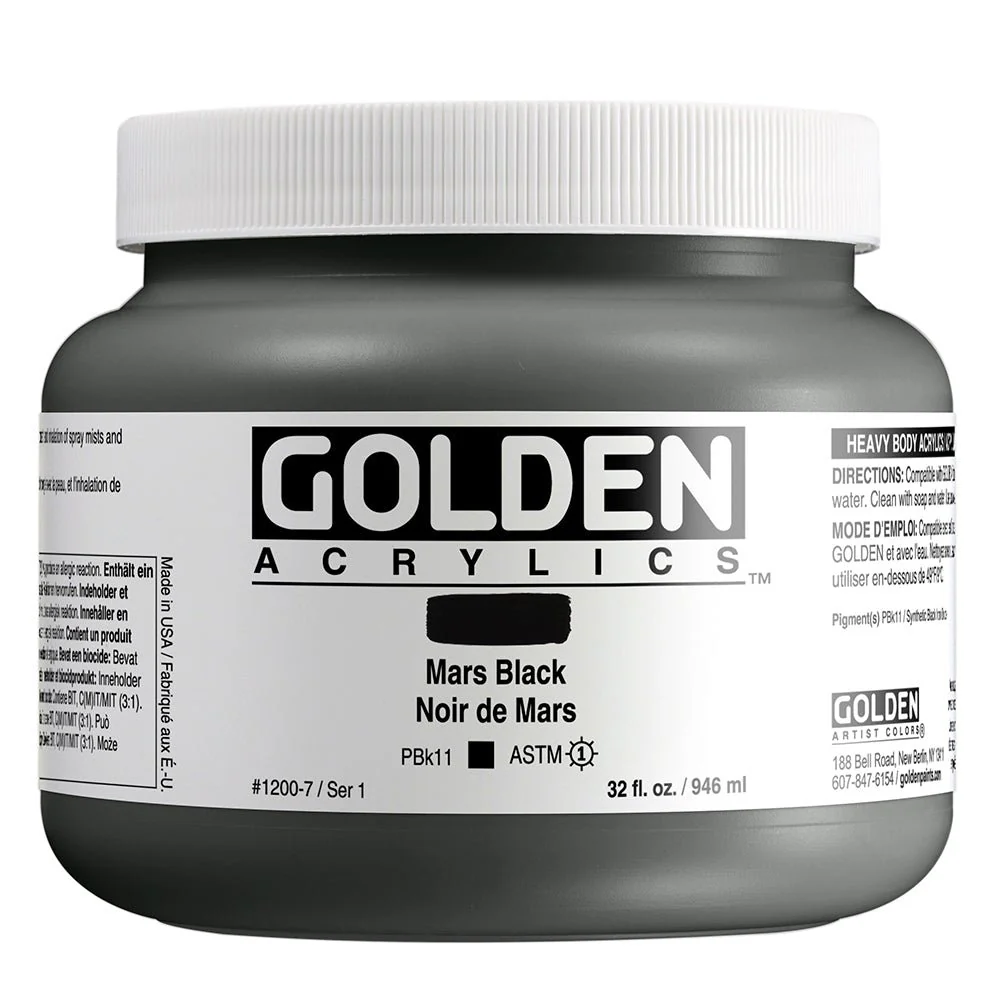 Golden Heavy Body Acrylic Mars Black 32 oz