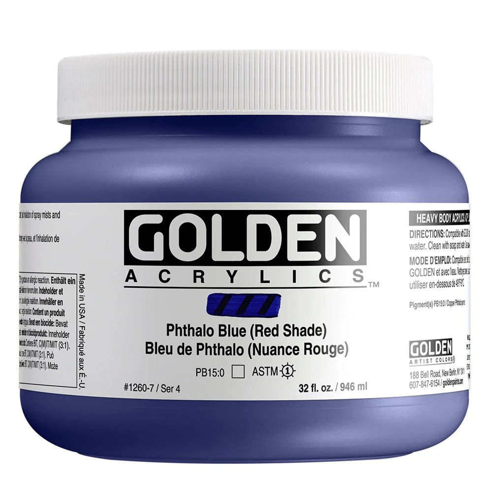 Golden Heavy Body Acrylic Phthalo Blue (red shade) 32 oz