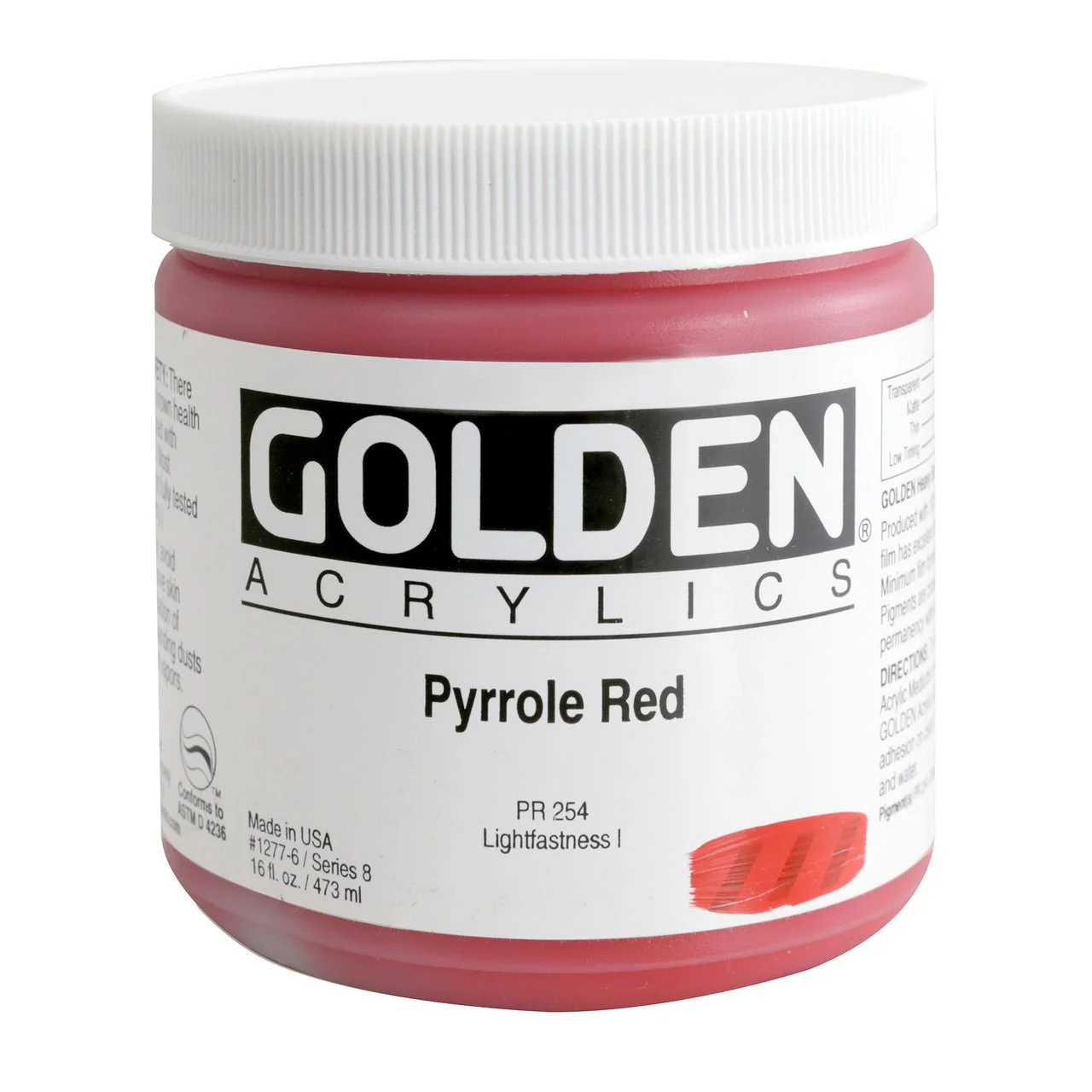 Golden Heavy Body Acrylic Pyrrole Red 16 oz