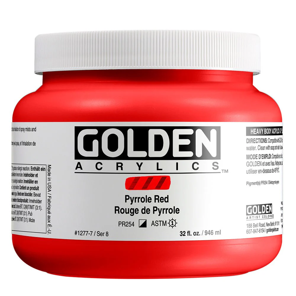 Golden Heavy Body Acrylic Pyrrole Red 32 oz