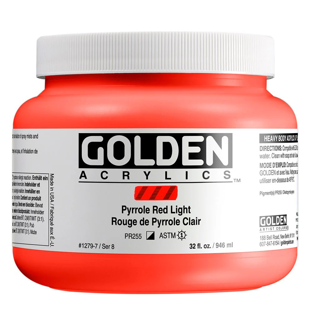 Golden Heavy Body Acrylic Pyrrole Red Light 32 oz