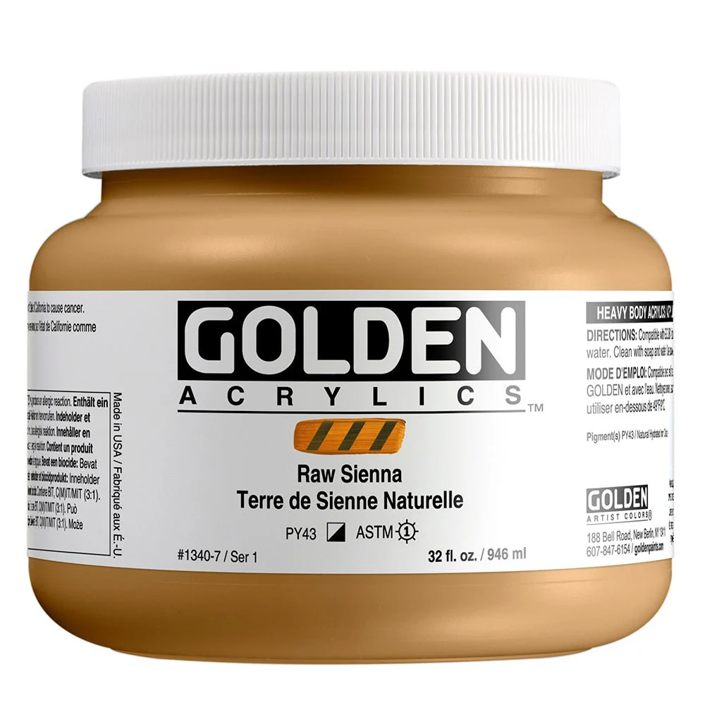 Golden Heavy Body Acrylic Raw Sienna 32 oz
