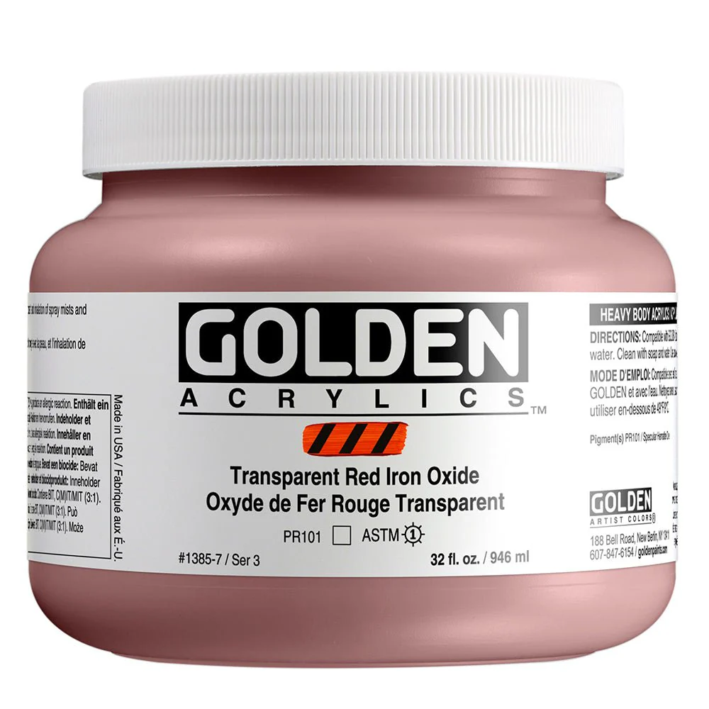 Golden Heavy Body Acrylic Transparent Red Iron Oxide 32 oz