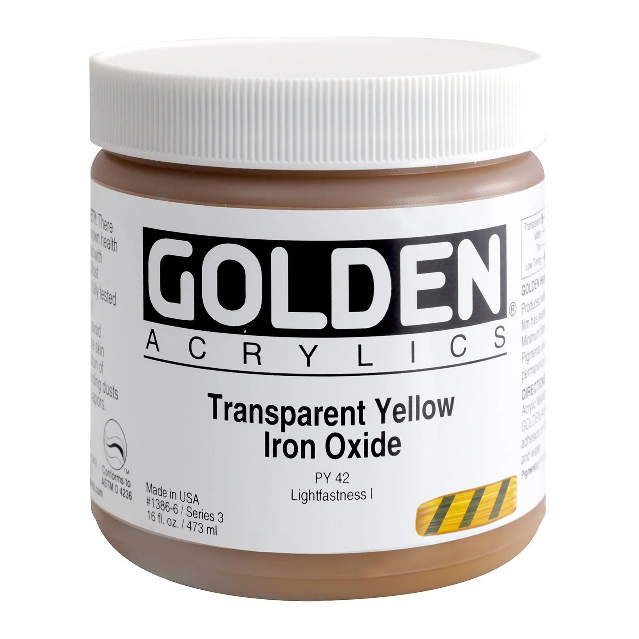 Golden Heavy Body Acrylic Transparent Yellow Iron Oxide 16 oz