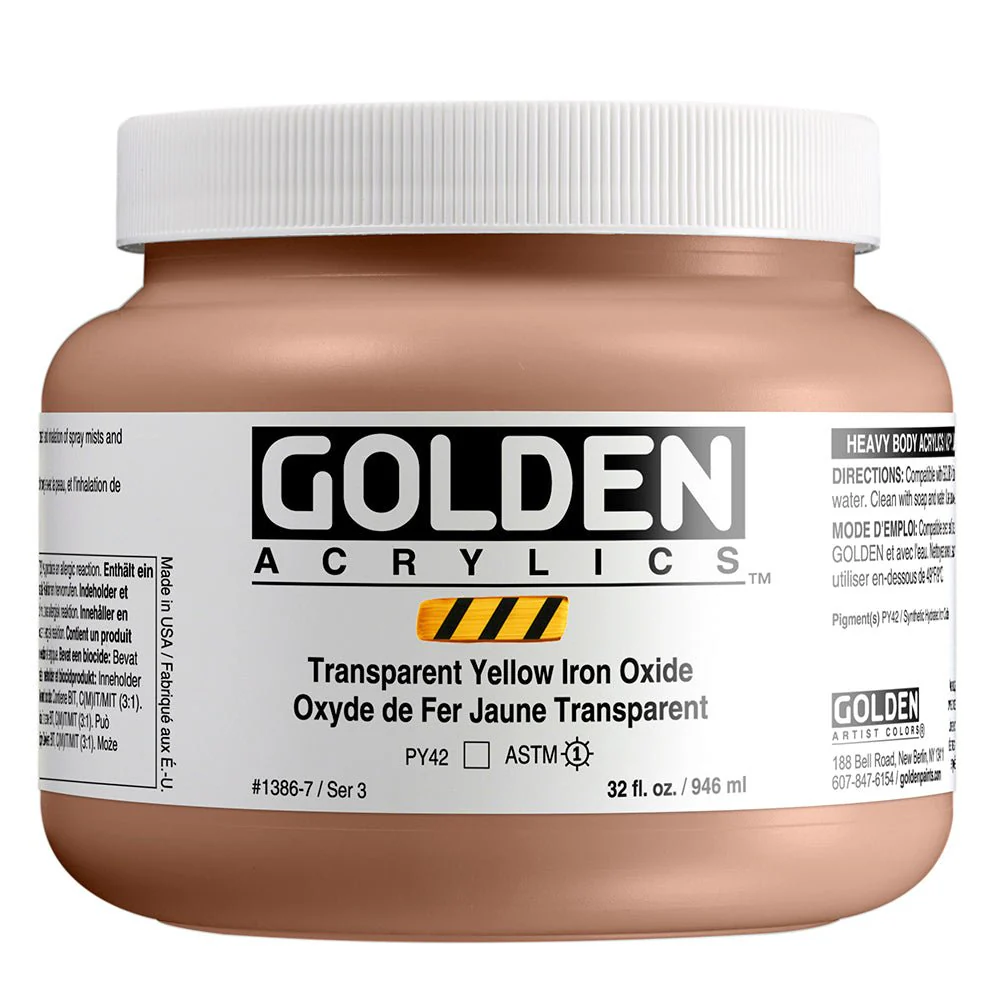 Golden Heavy Body Acrylic Transparent Yellow Iron Oxide 32 oz