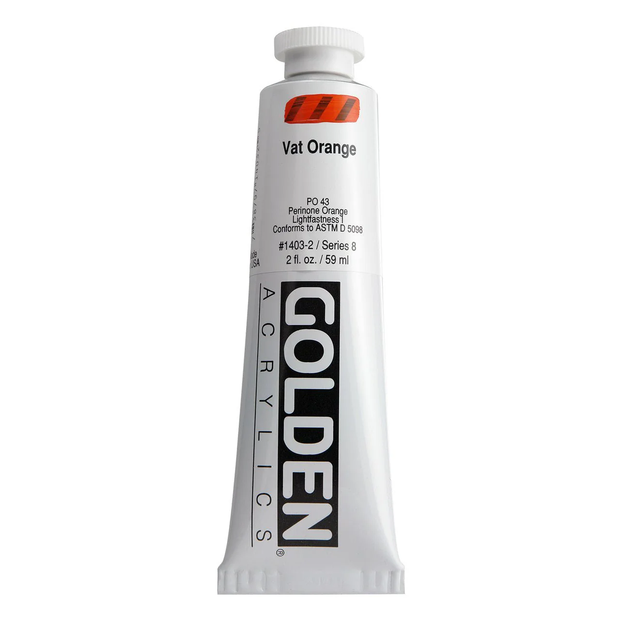 Golden Heavy Body Acrylic Vat Orange 2 oz