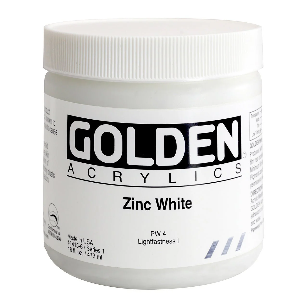 Golden Heavy Body Acrylic Zinc White 16 oz
