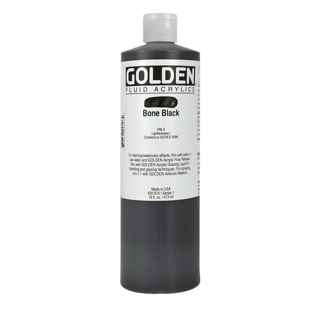 Golden Fluid Acrylic Bone Black 16 oz