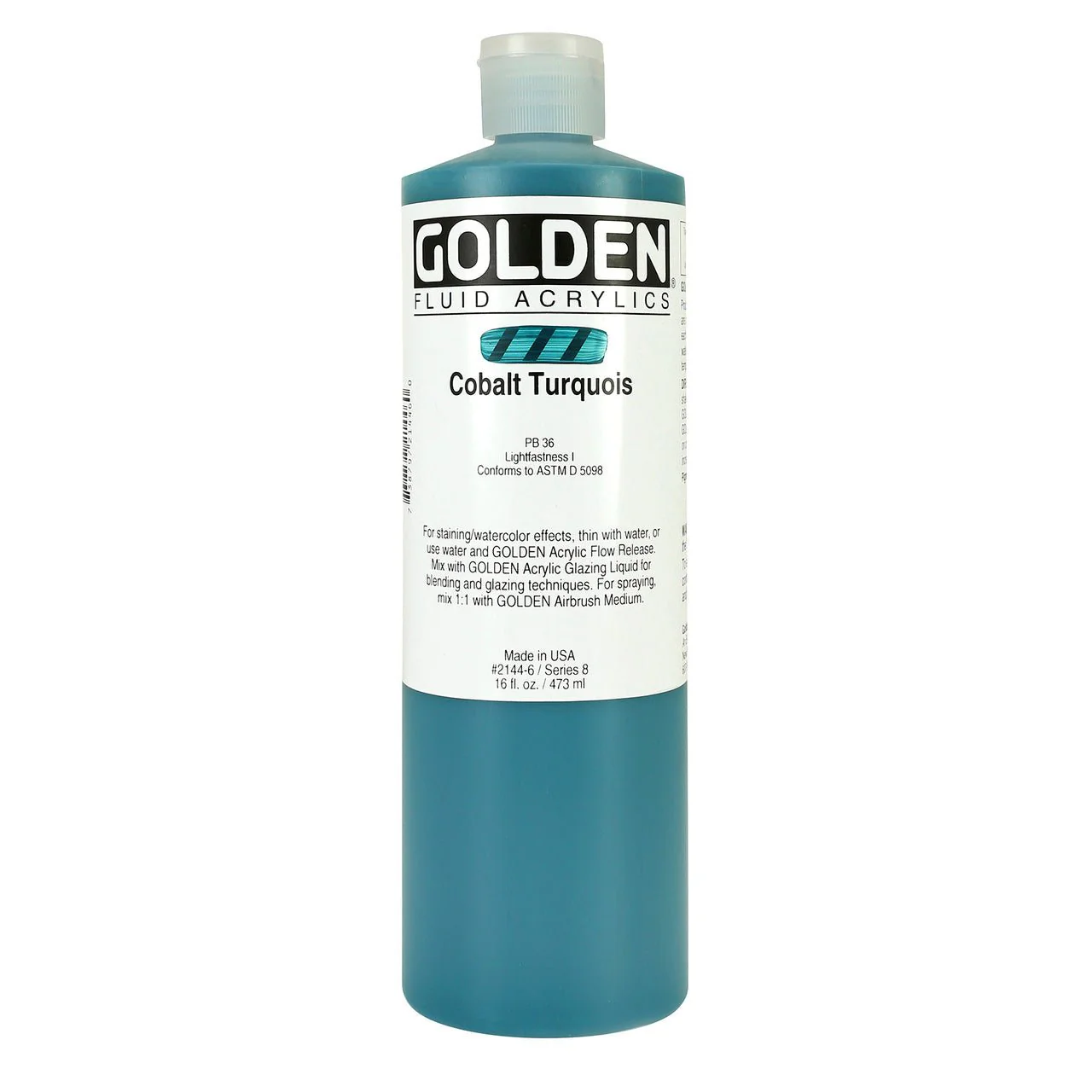 Golden Fluid Acrylic Cobalt Turquoise 16 oz