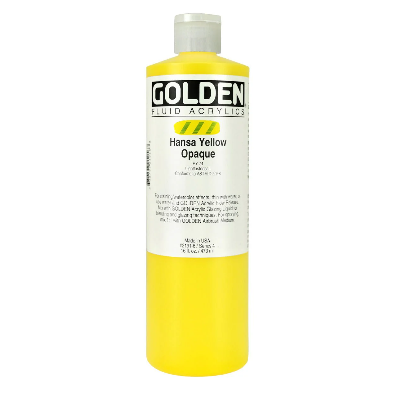 Golden Fluid Acrylic Hansa Yellow Opaque 16 oz
