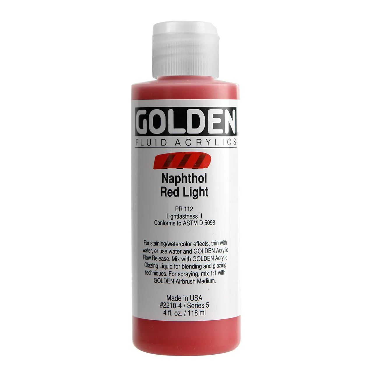 Golden Fluid Acrylic Naphthol Red Light 4 oz