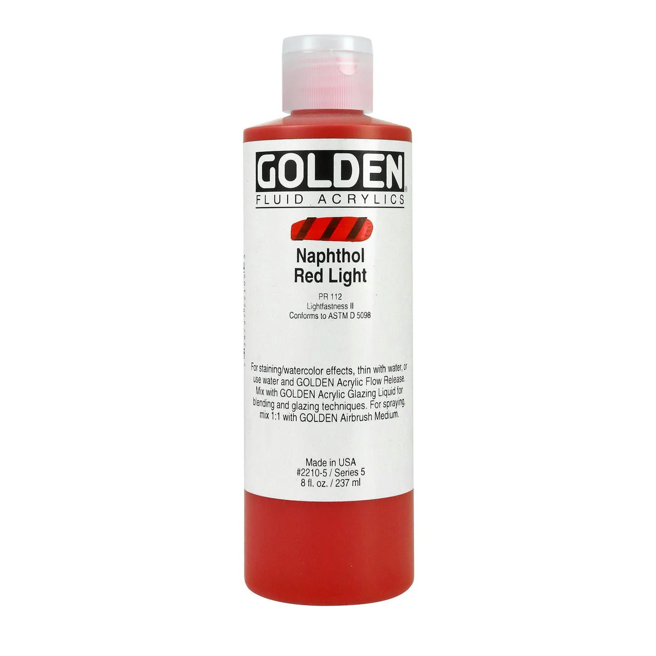 Golden Fluid Acrylic Naphthol Red Light 8 oz