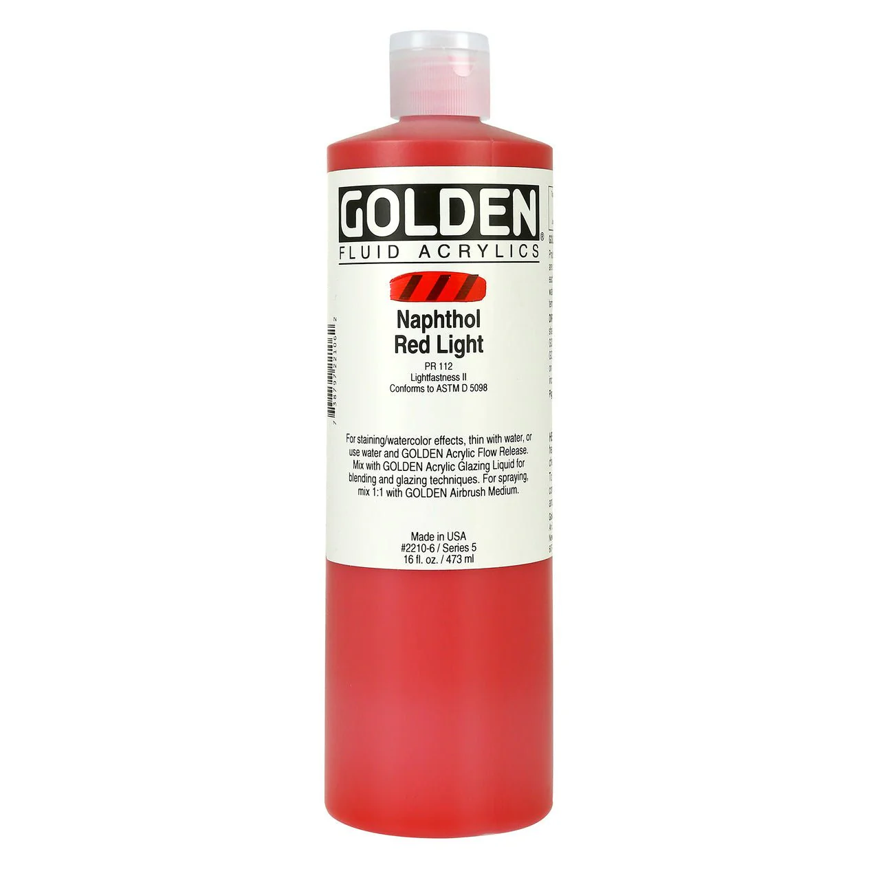 Golden Fluid Acrylic Naphthol Red Light 16 oz