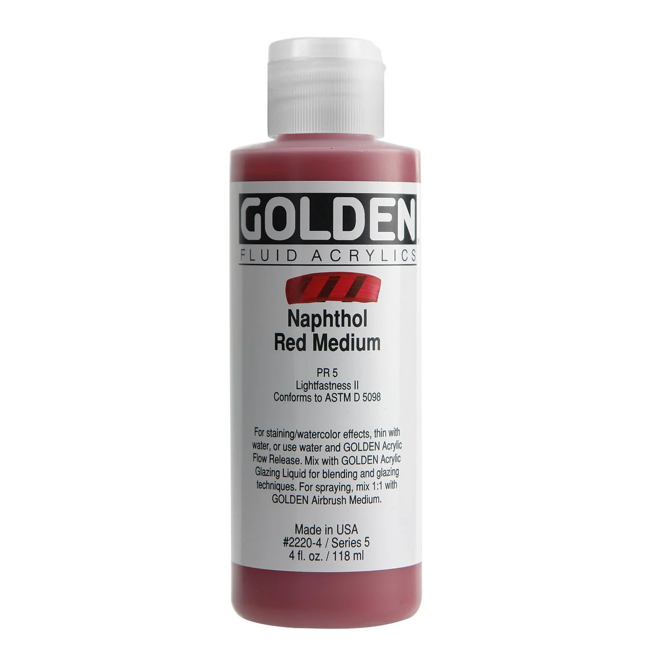 Golden Fluid Acrylic Naphthol Red Medium 4 oz