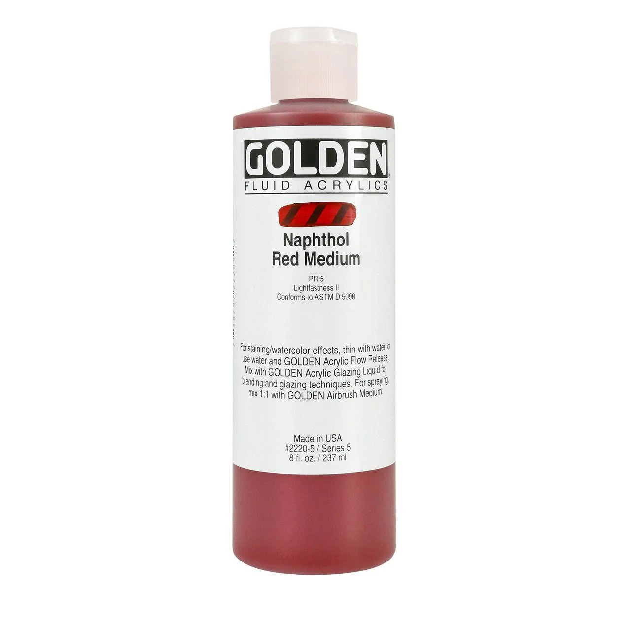 Golden Fluid Acrylic Naphthol Red Medium 8 oz