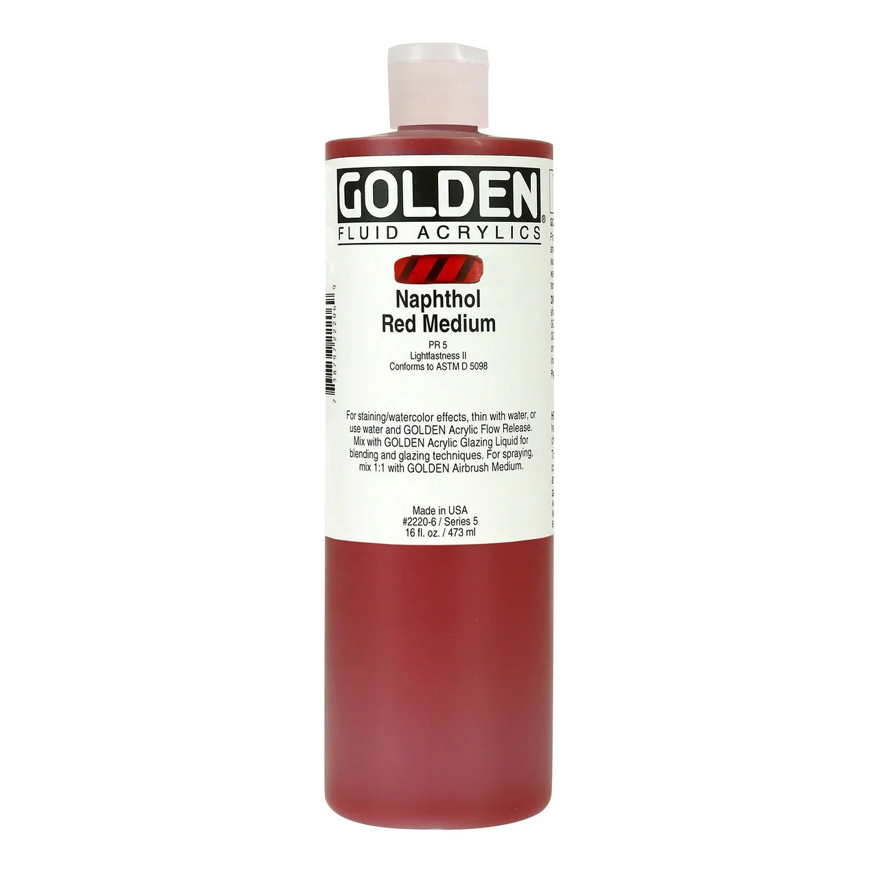 Golden Fluid Acrylic Naphthol Red Medium 16 oz