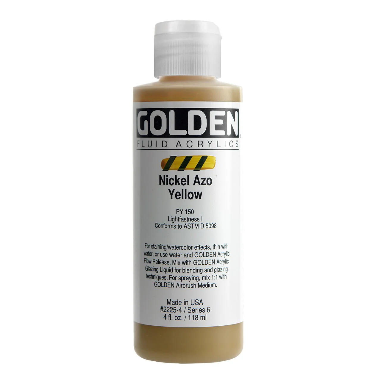 Golden Fluid Acrylic Nickel Azo Yellow 4 oz