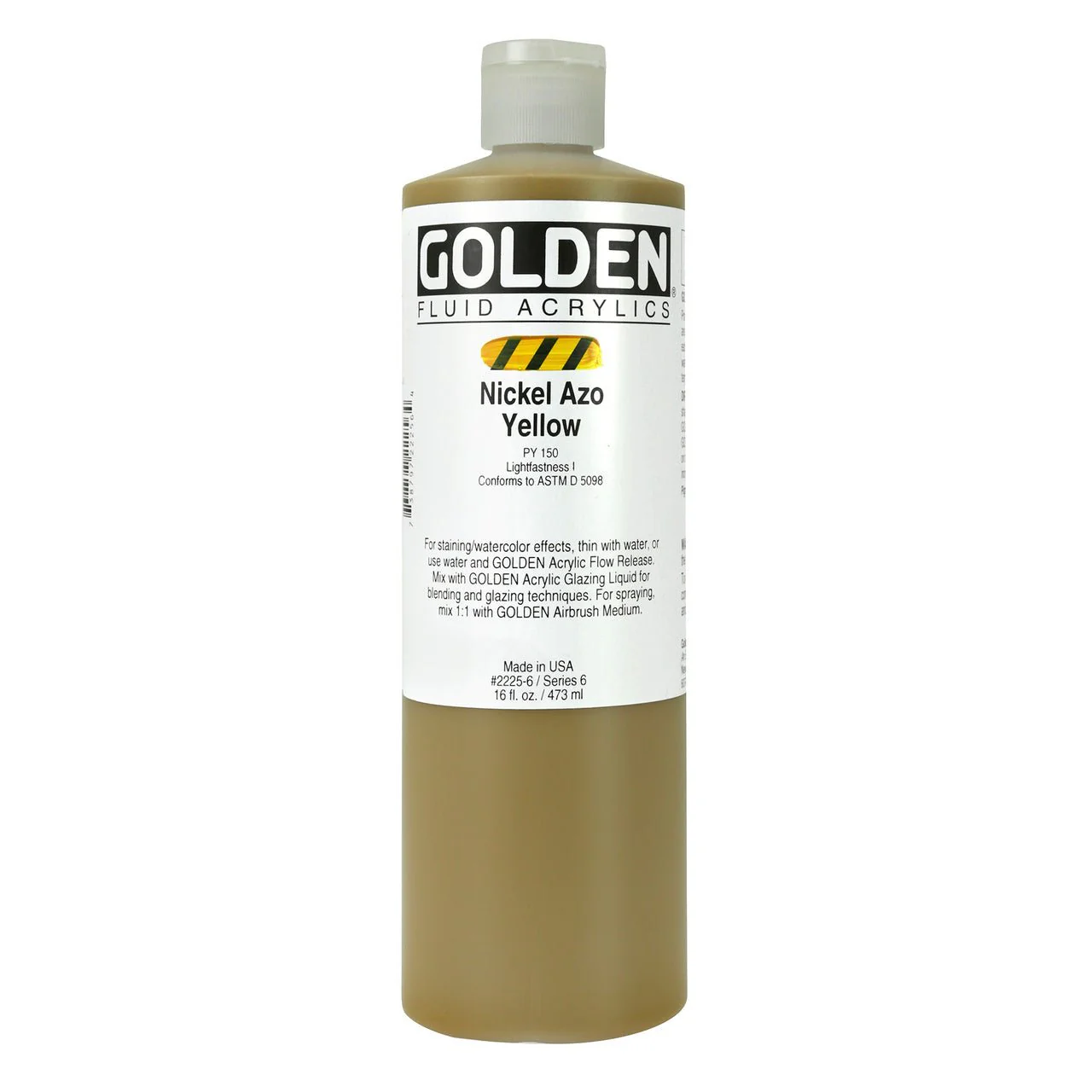 Golden Fluid Acrylic Nickel Azo Yellow 16 oz
