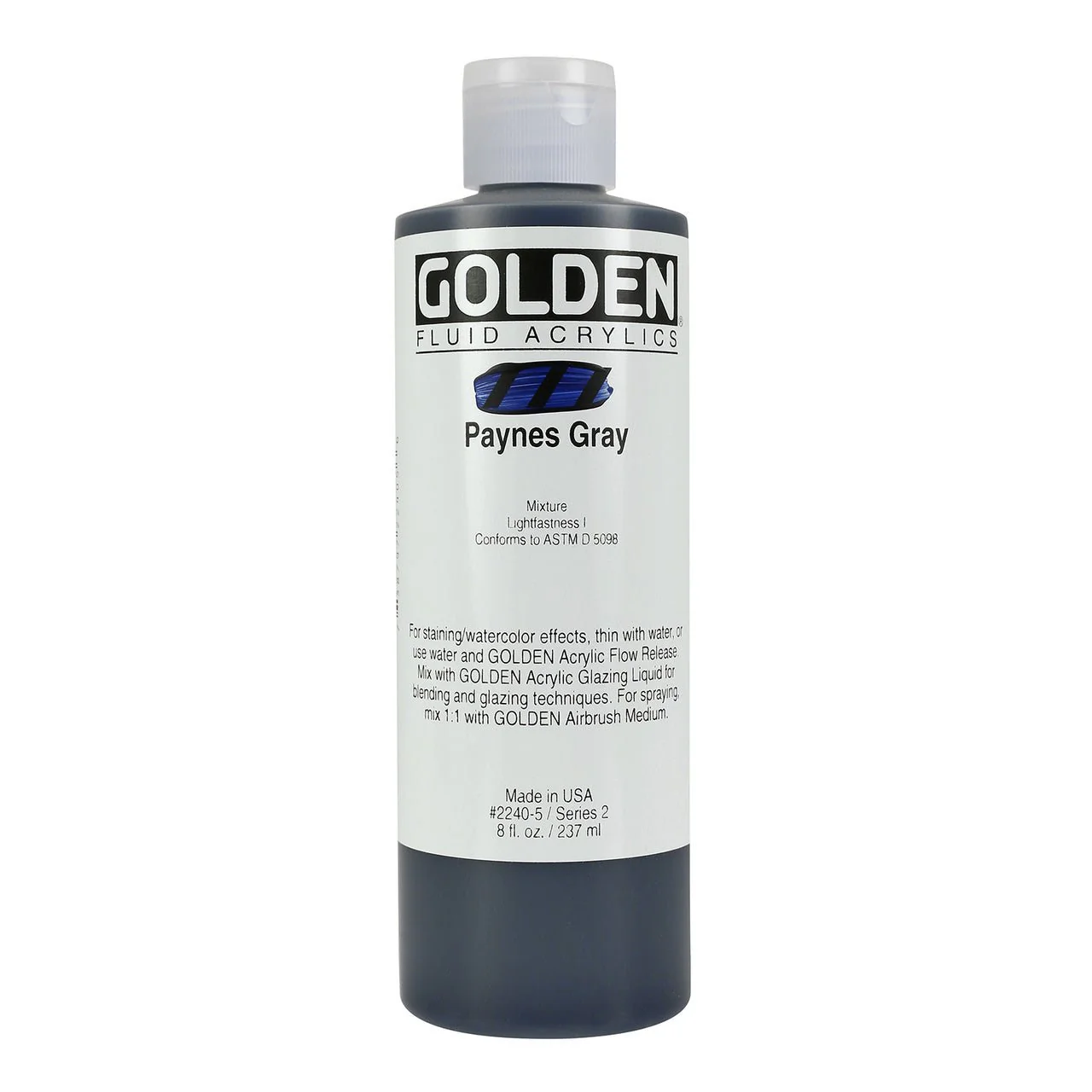 Golden Fluid Acrylic Paynes Gray 8 oz