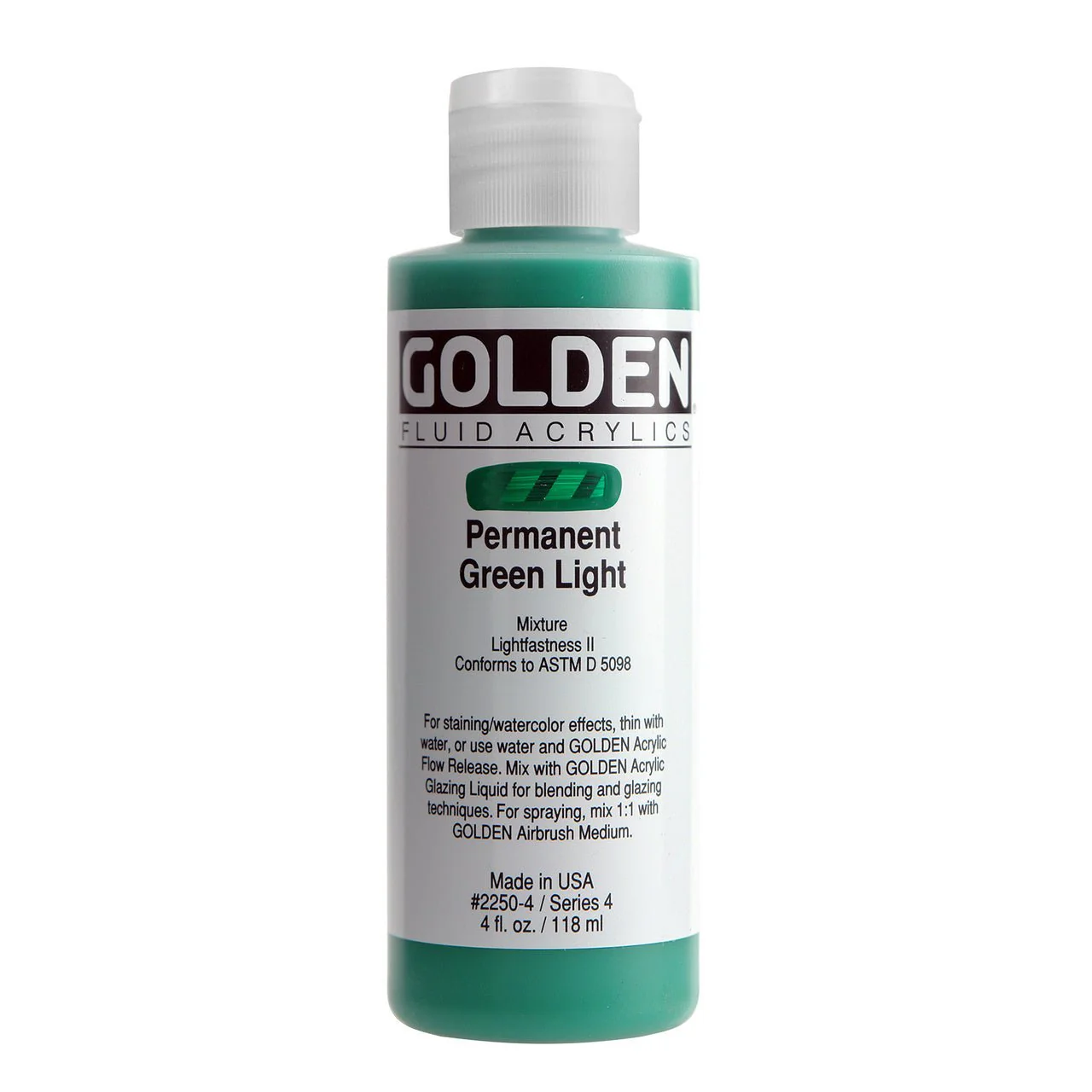 Golden Fluid Acrylic Permanent Green Light 4 oz