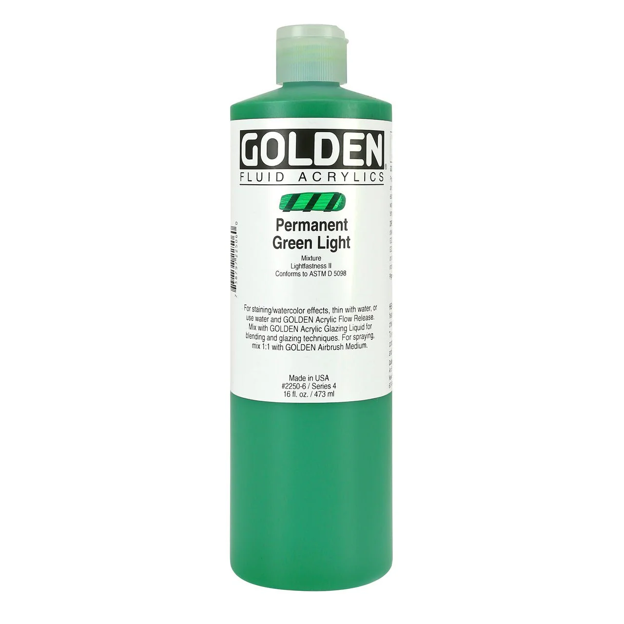 Golden Fluid Acrylic Permanent Green Light 16 oz