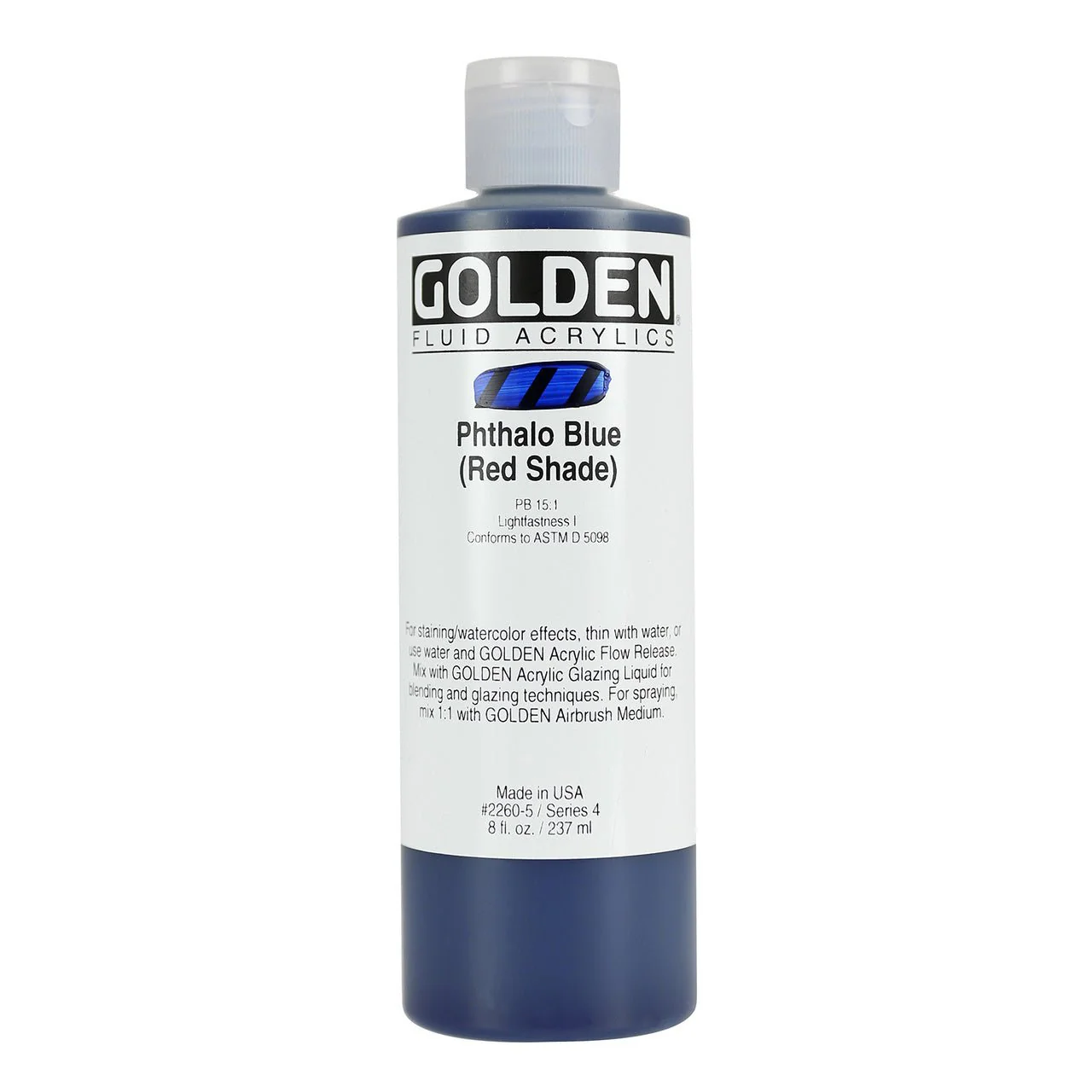 Golden Fluid Acrylic Phthalo Blue (red shade) 8 oz