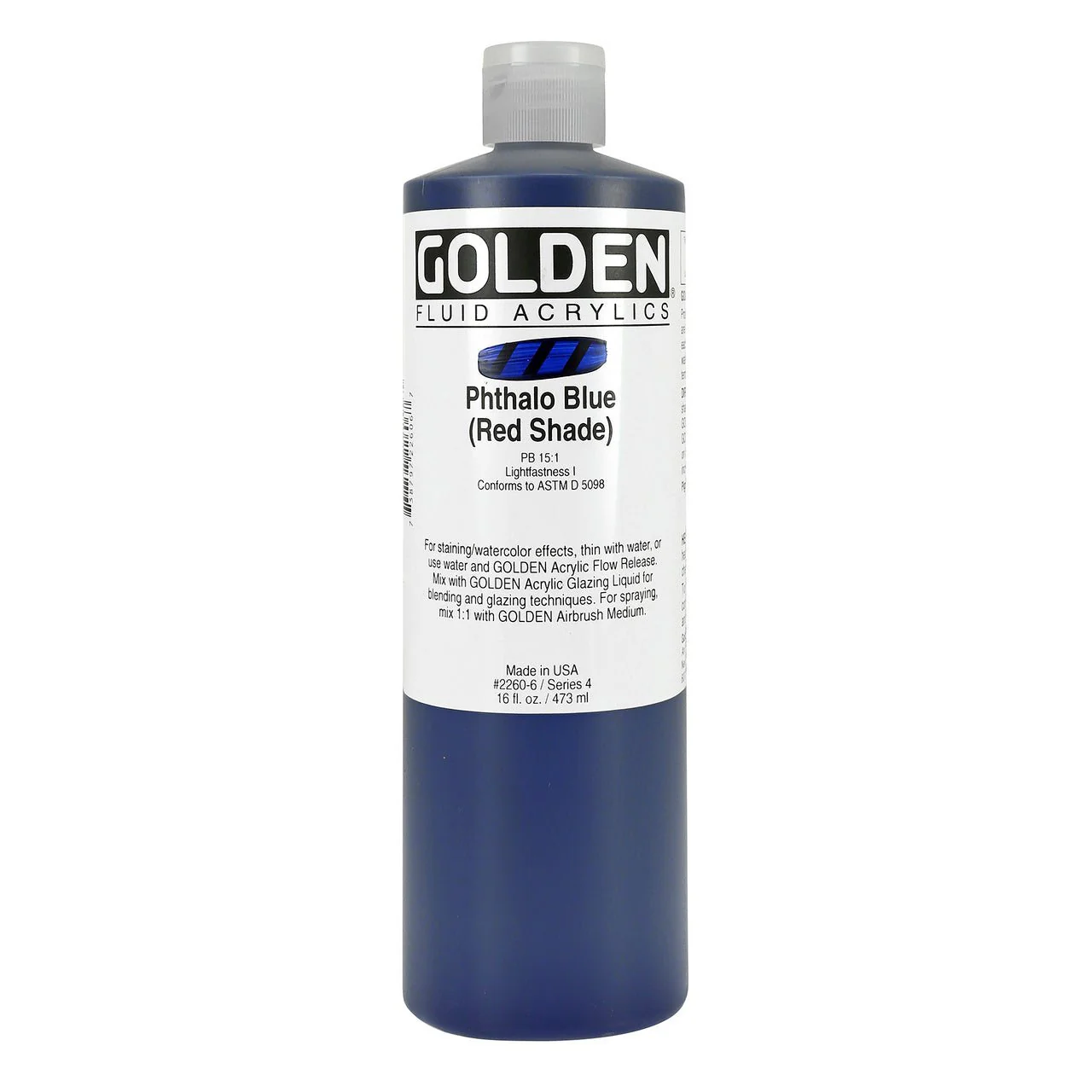 Golden Fluid Acrylic Phthalo Blue (red shade) 16 oz