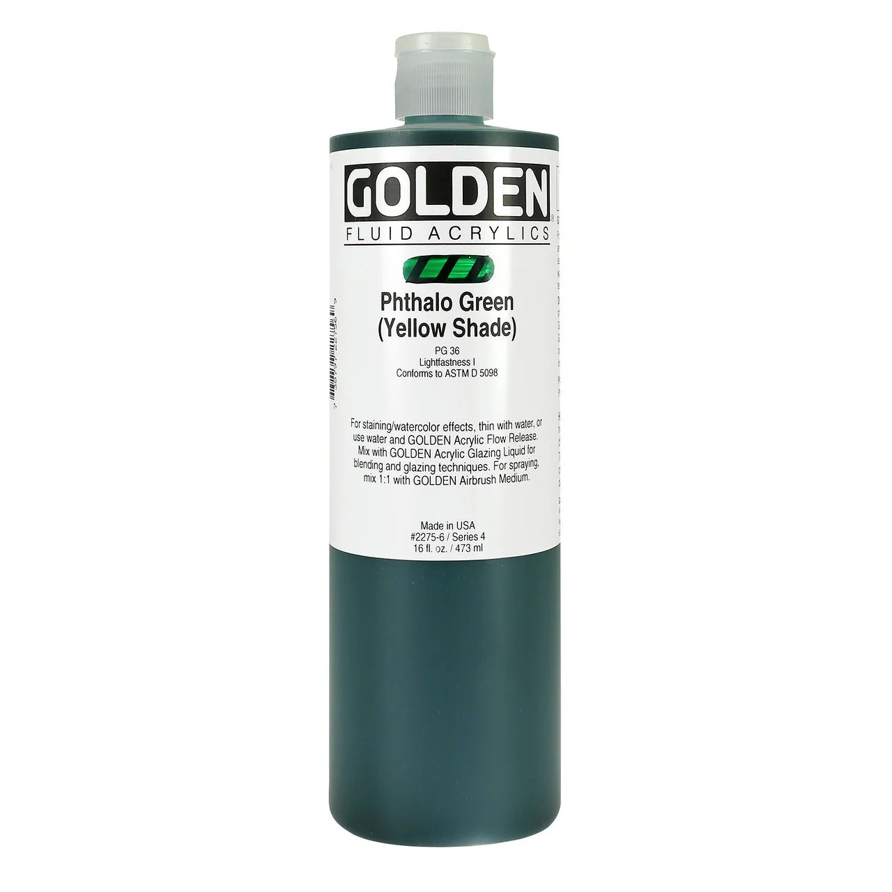 Golden Fluid Acrylic Phthalo Green (yellow shade) 16 oz