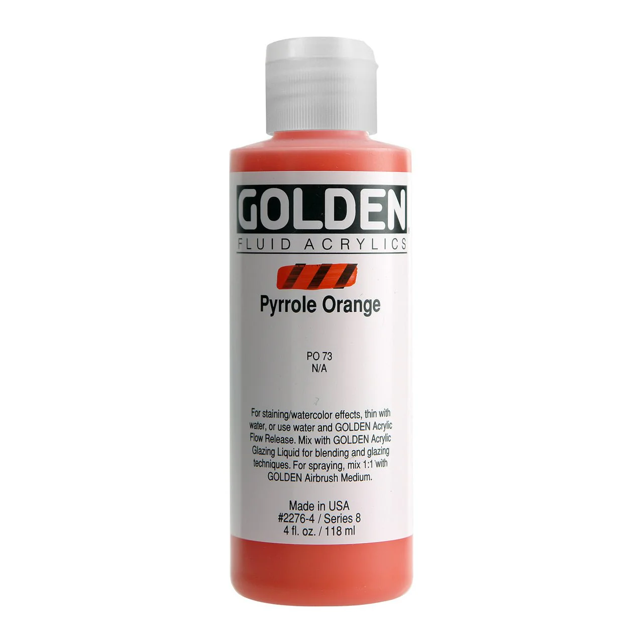 Golden Fluid Acrylic Pyrrole Orange 4 oz