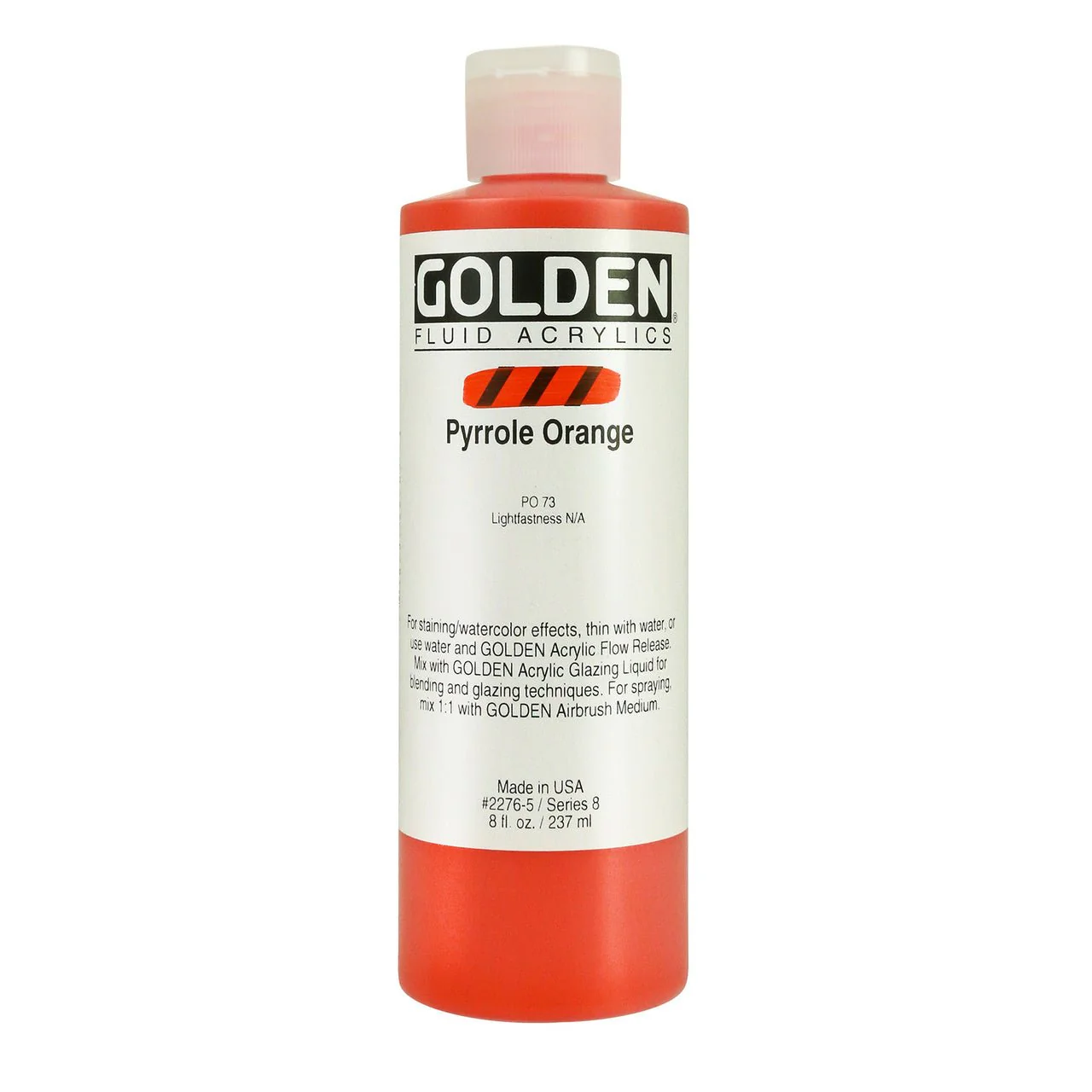 Golden Fluid Acrylic Pyrrole Orange 8 oz