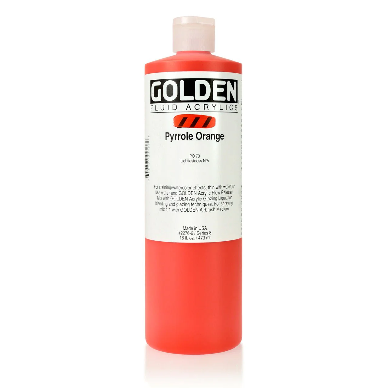 Golden Fluid Acrylic Pyrrole Orange 16 oz