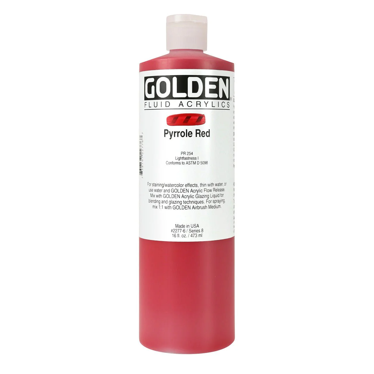 Golden Fluid Acrylic Pyrrole Red 16 oz