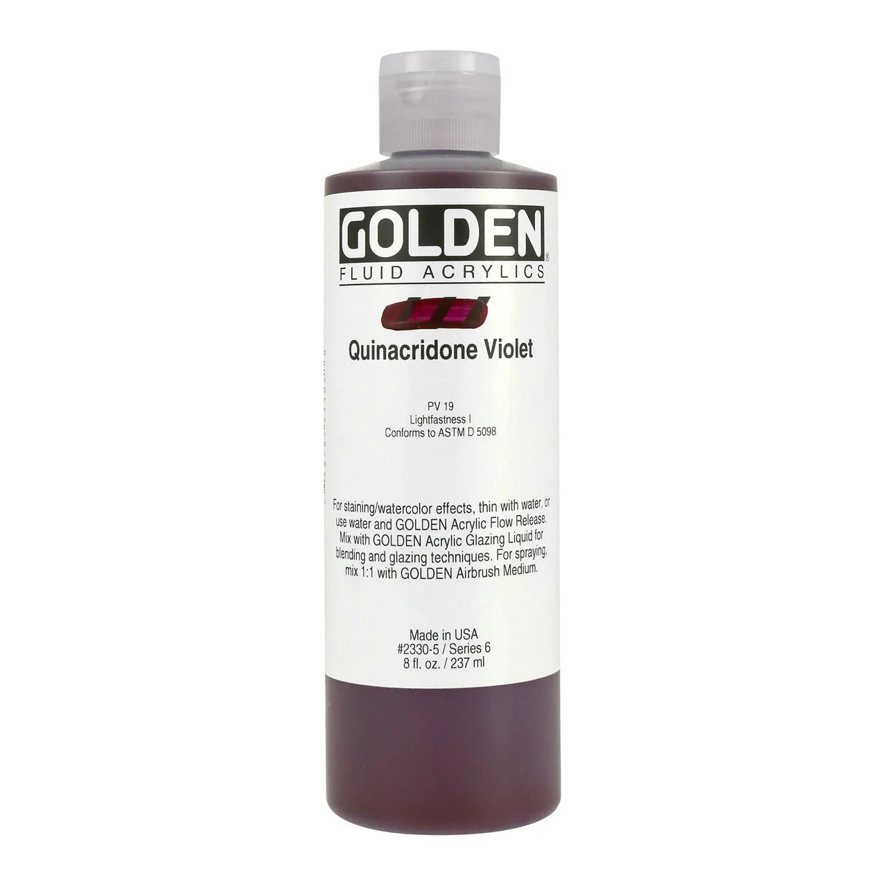 Golden Fluid Acrylic Quinacridone Violet 8 oz