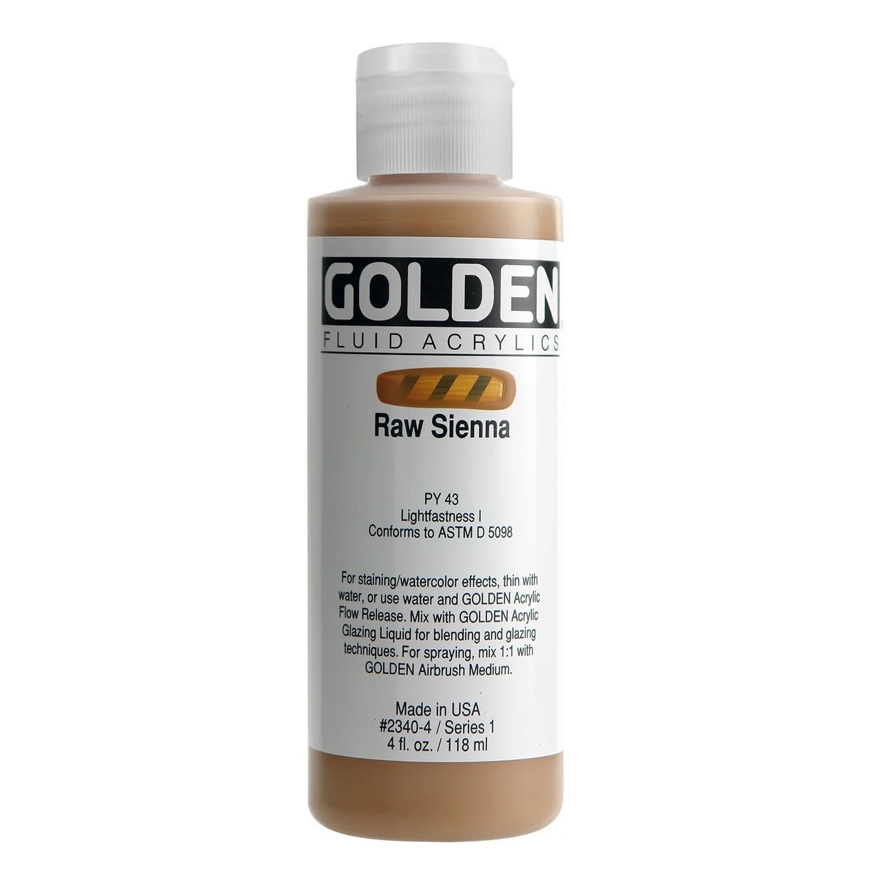 Golden Fluid Acrylic Raw Sienna 4 oz