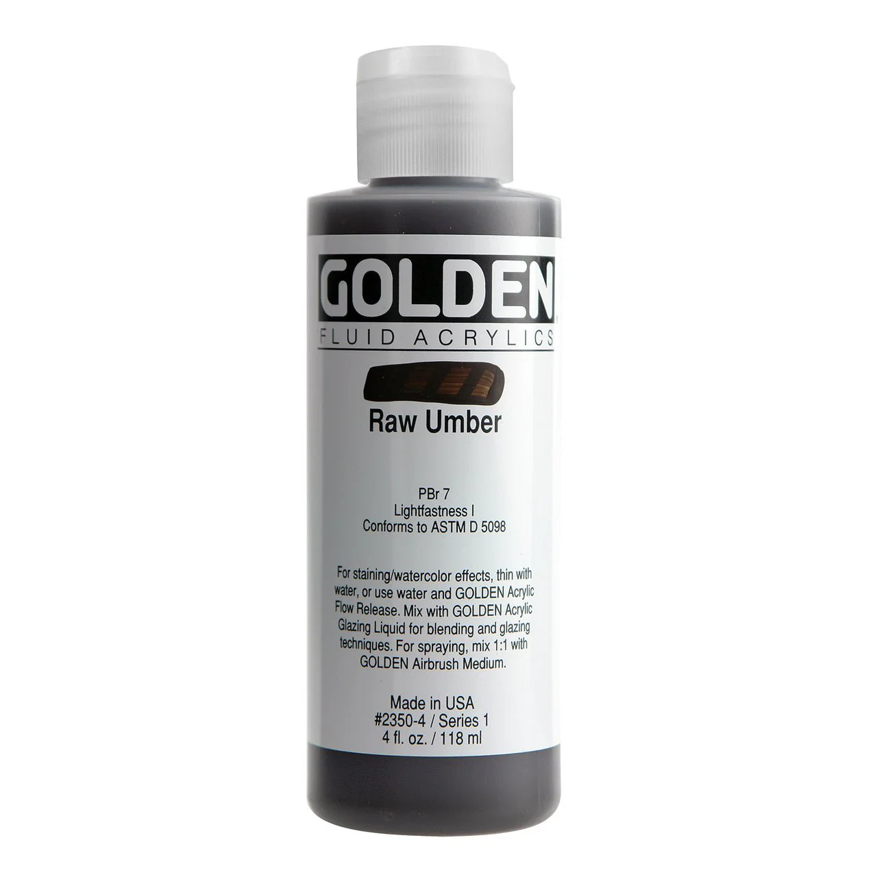 Golden Fluid Acrylic Raw Umber 4 oz