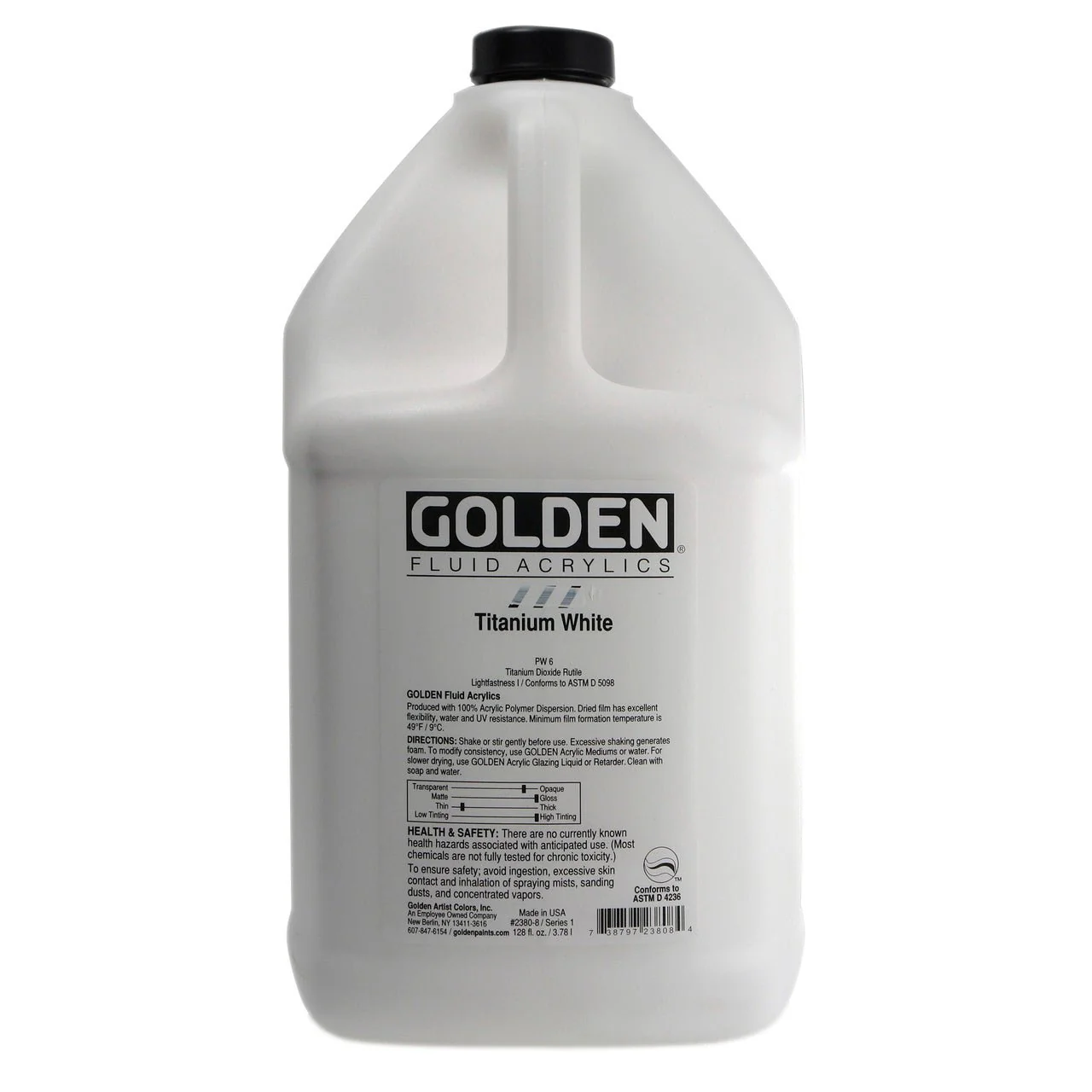 Golden Fluid Acrylic Titanium White 128 fl. oz. - 1 gallon jug